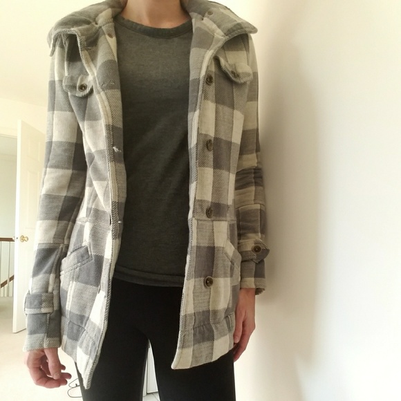 Hurley small spring fall coat jacket plaid sporty - Picture 3 of 5